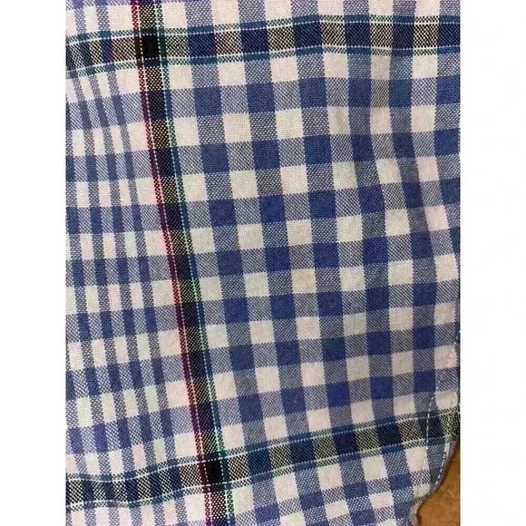 Christian Dior Plaid Dress Shirt Button Down Blue White Collared Shirt Size L - Picture 8 of 9